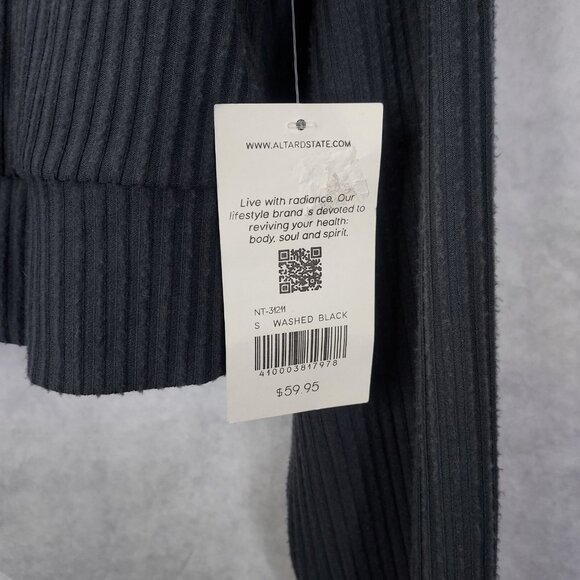 AS Revival by Altar'd State Hoodie Women's Sm Gray Rib Knit Crop Sweatshirt NEW - Picture 3 of 13